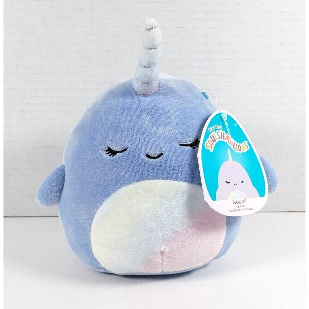 Squishmallow 5"  Naomi Narwhal Rainbow Kellytoy Plush NEW